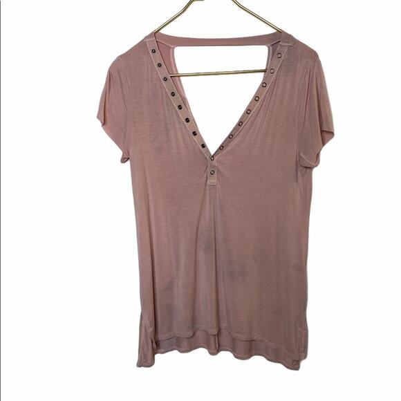 American eagle outfitters soft & sexy snap top short sleeve t shirt  pink sz S - Picture 6 of 7